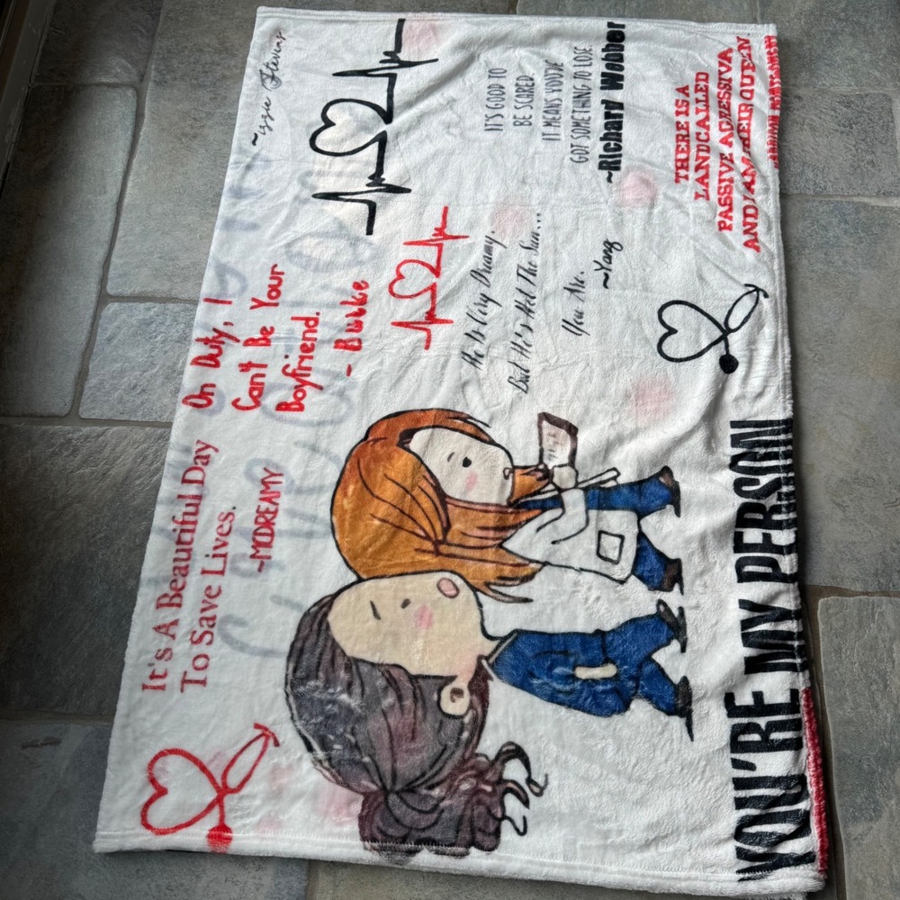 Grey's Anatomy "You're My Person" Fleece Blanket TV Meredith & Cristina Gift - Picture 3 of 5